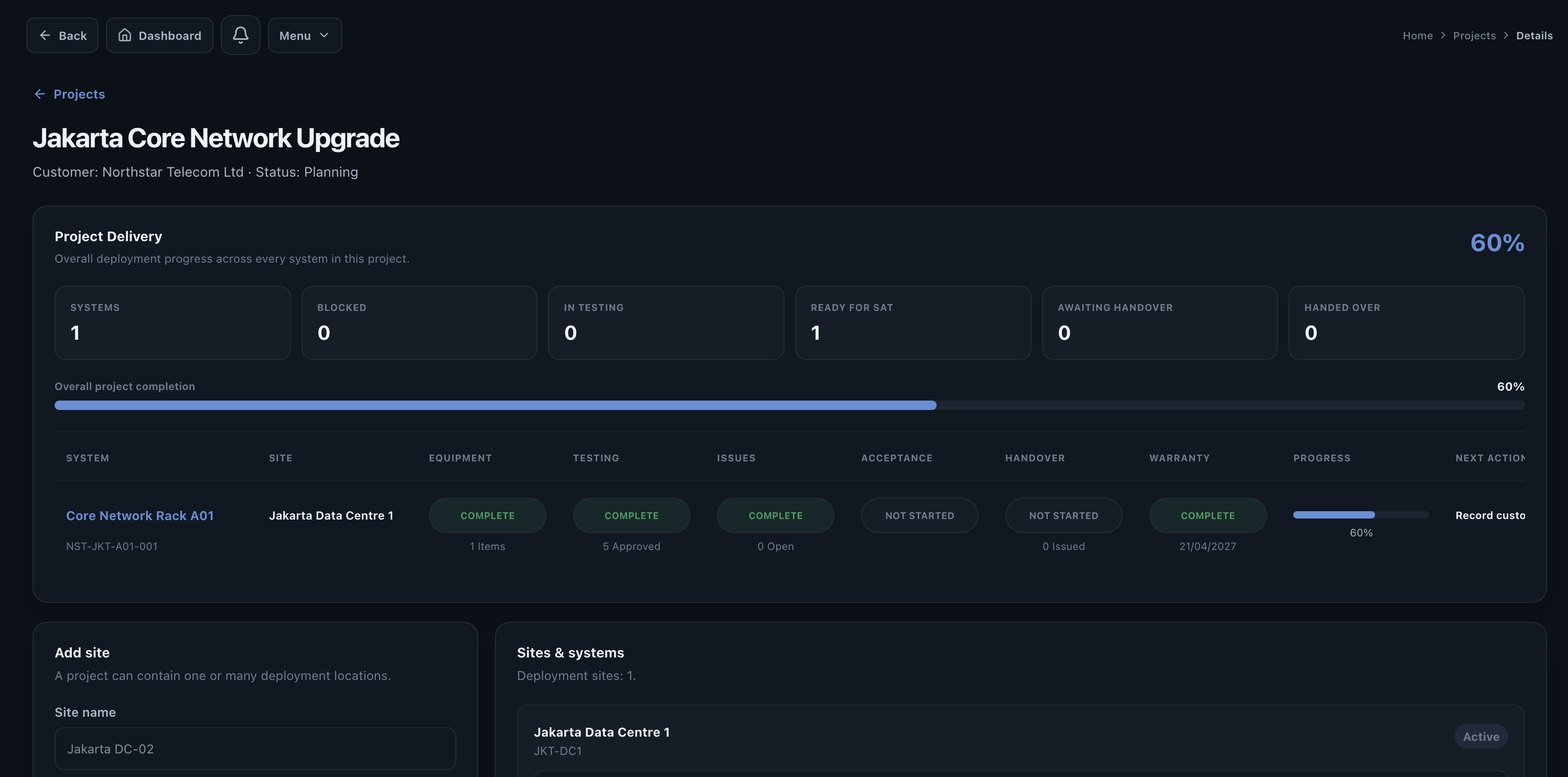 Valtoroq project page connecting sites and systems