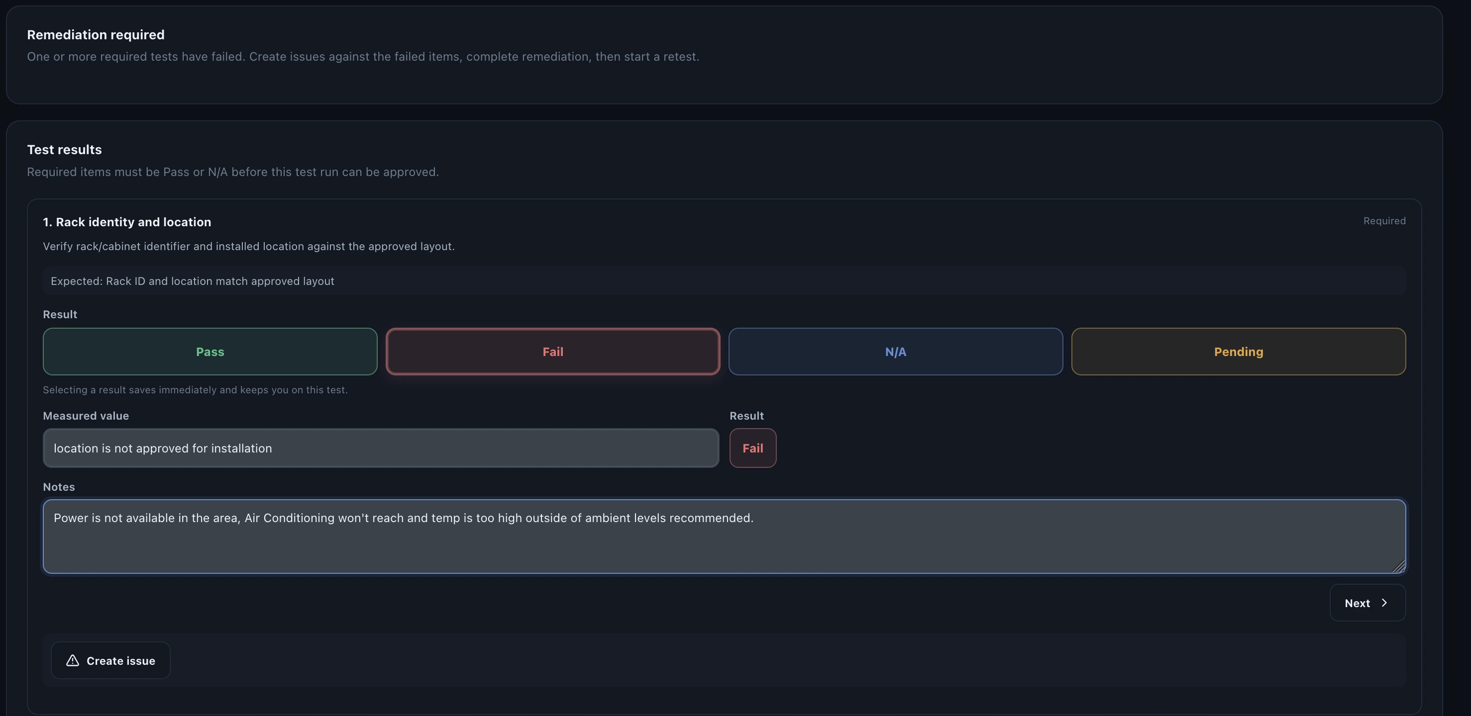 Valtoroq issues and remediation screen