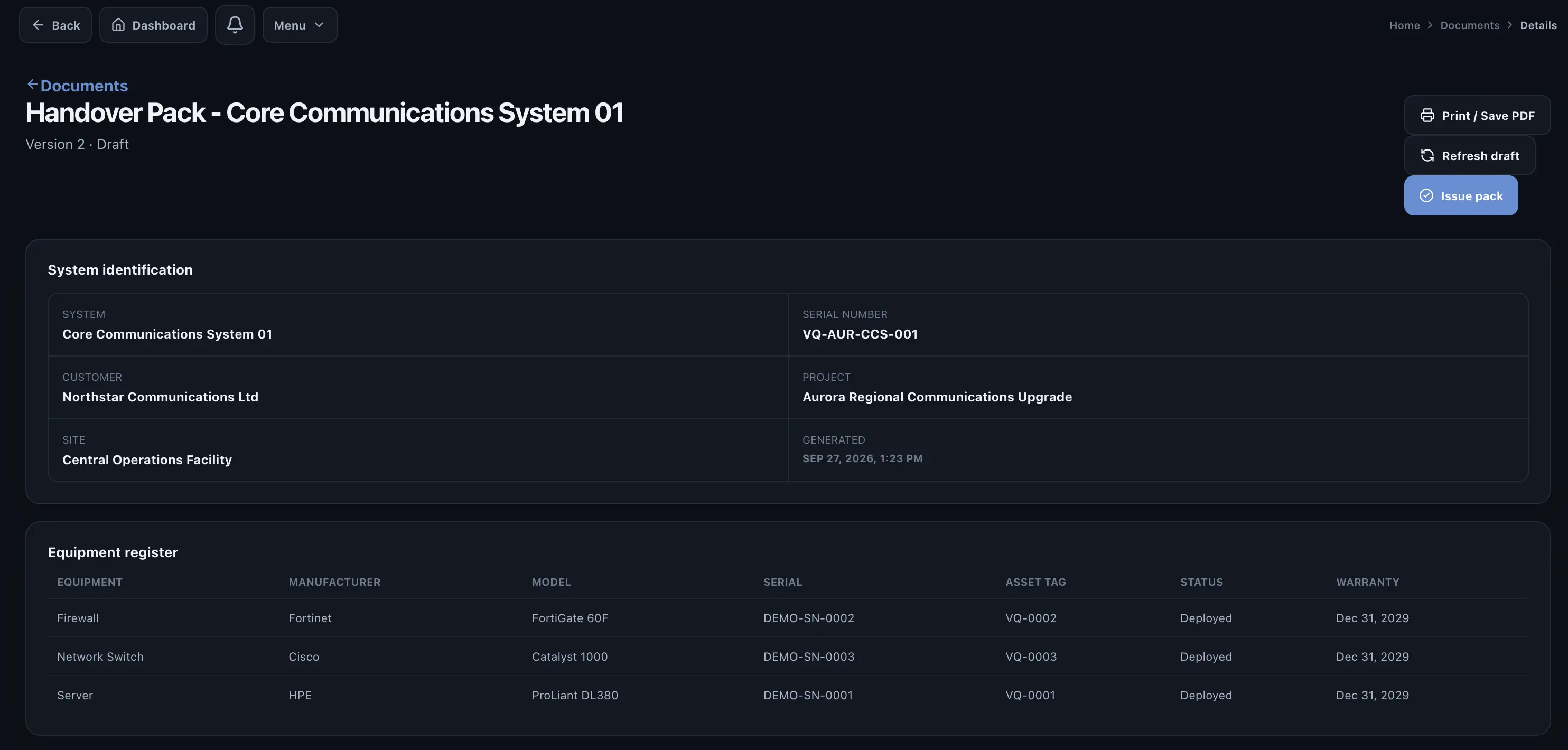 Valtoroq handover workflow